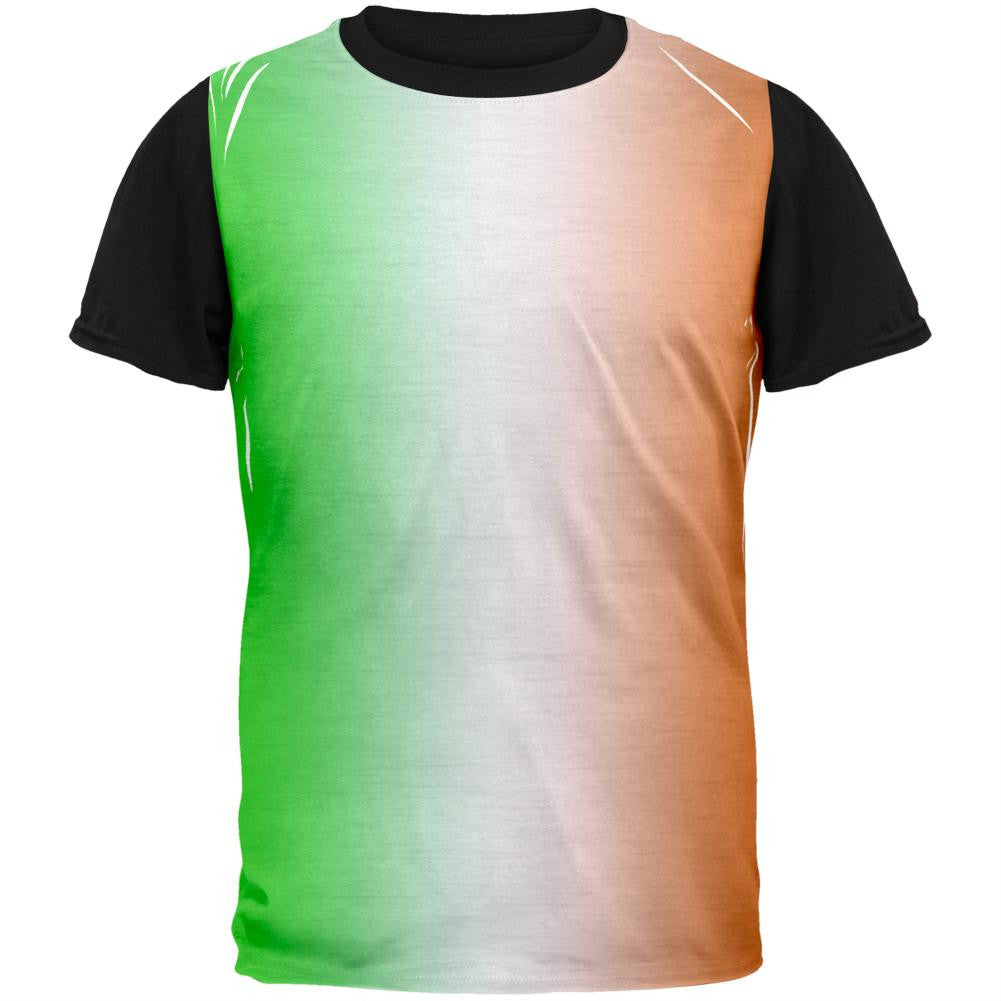 St Patricks Faded Irish Flag Adult Black Back T-Shirt Men's T-Shirts Old Glory SM White 