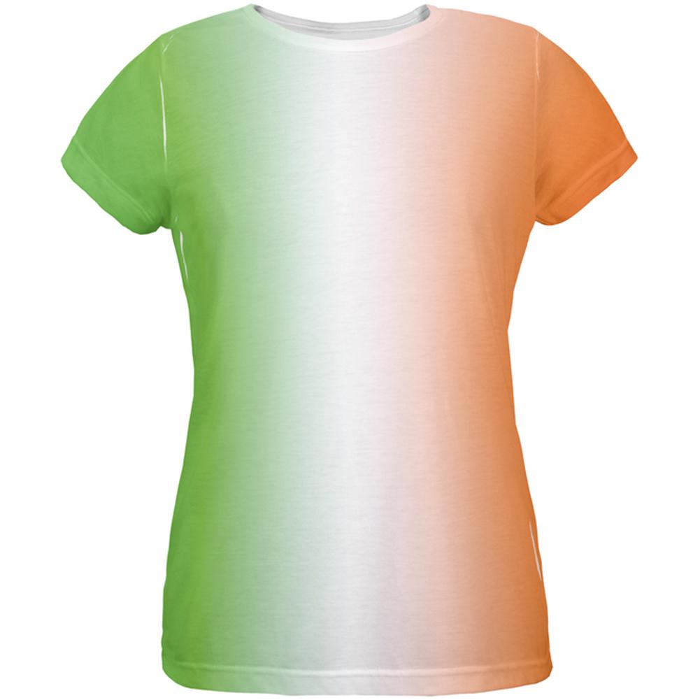 St Patricks Faded Irish Flag All Over Womens T-Shirt Women's T-Shirts Old Glory 2XL White 