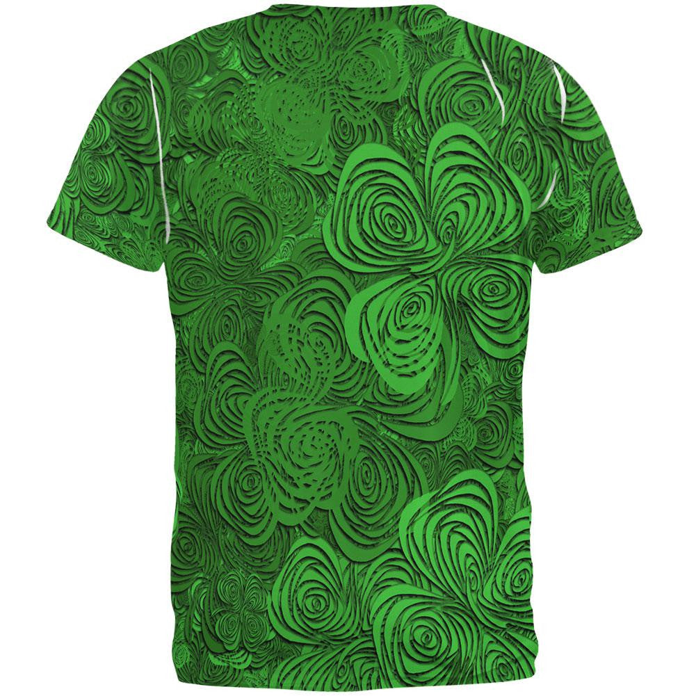 St Patricks Hypnotic Shamrocks Clovers All Over Adult T-Shirt Men's T-Shirts Old Glory   