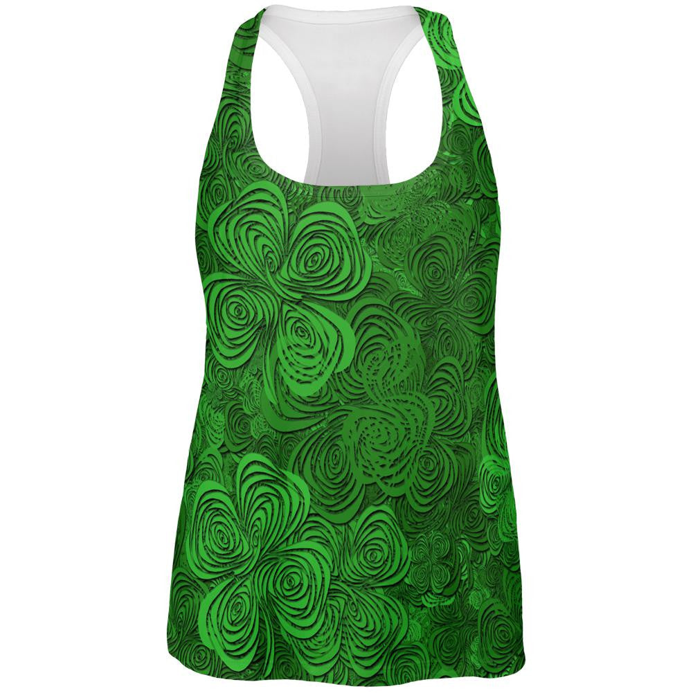 St Patricks Hypnotic Shamrocks Clovers All Over Racerback Tank Top Women's Tank Tops Old Glory 2XL Multi 