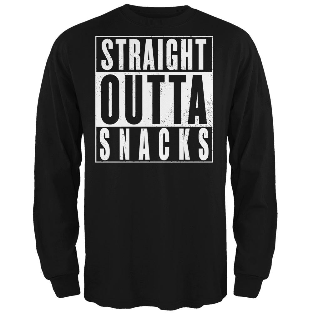 Straight Outta Snacks Black Adult Long Sleeve T-Shirt Men's Long Sleeves Old Glory 2XL Black 