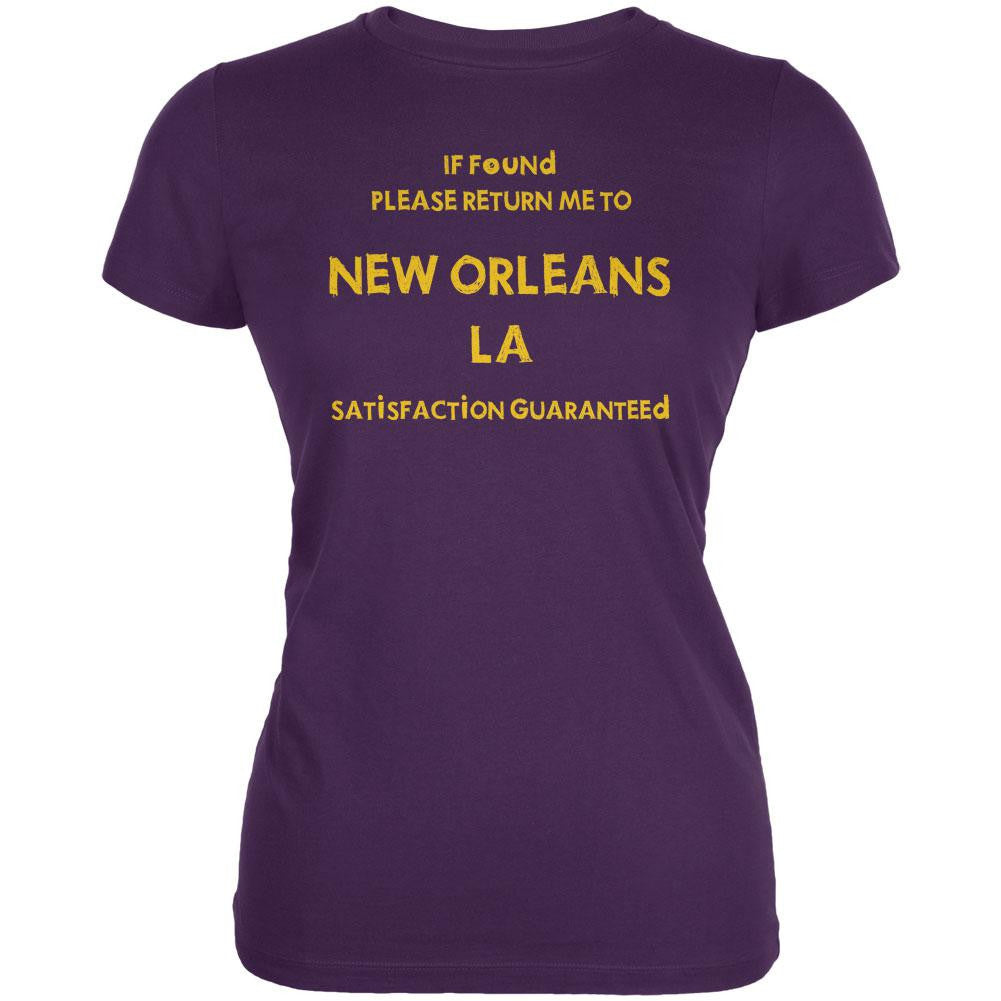 Mardi Gras Return Me to New Orleans Purple Juniors Soft T-Shirt Juniors T-Shirts Old Glory 2XL Purple 