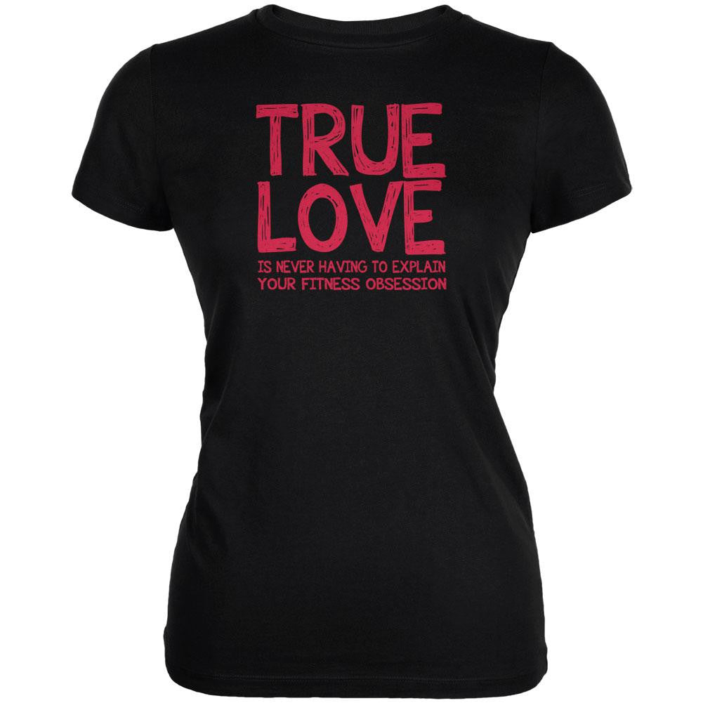 Valentines Day True Love Fitness Black Juniors Soft T-Shirt Juniors T-Shirts Old Glory 2XL Black 