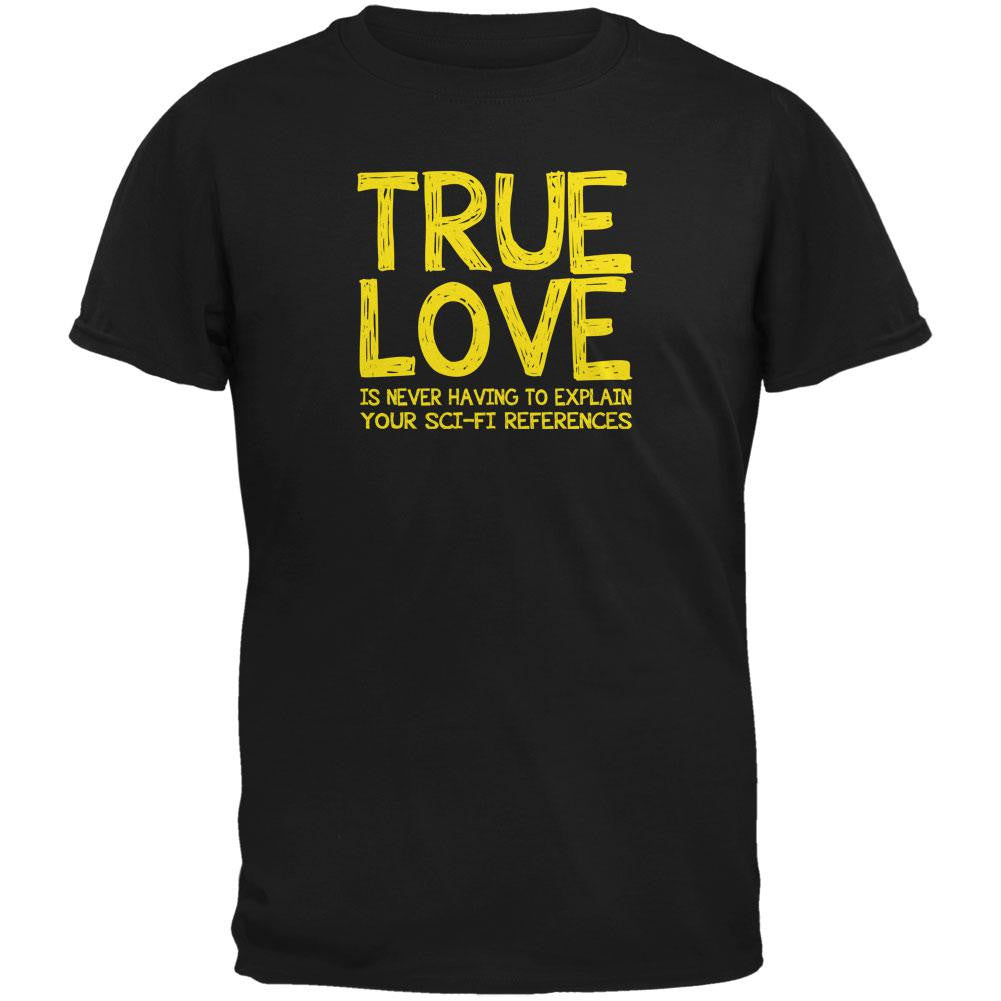 Valentines Day True Love Sci-Fi Black Adult T-Shirt Men's T-Shirts Old Glory 2XL Black 