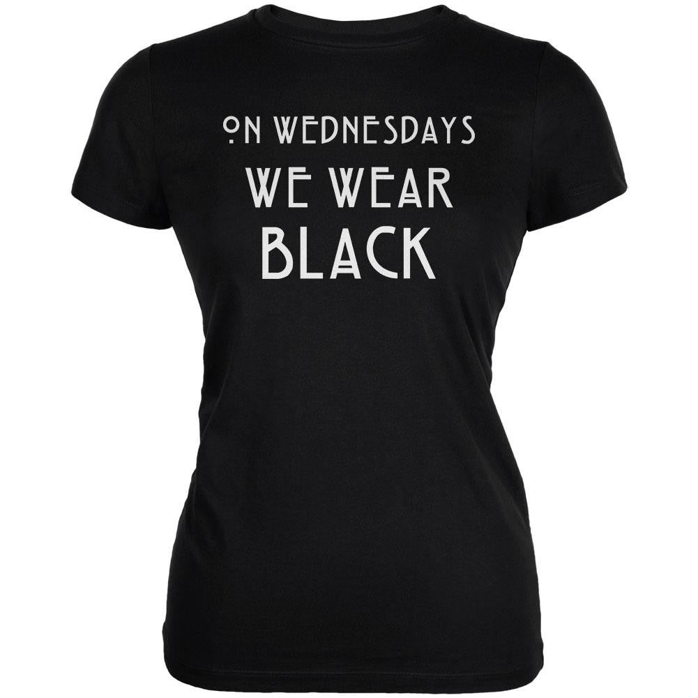 On Wednesdays We Wear Black Black Juniors Soft T-Shirt Juniors T-Shirts Old Glory 2XL Black 