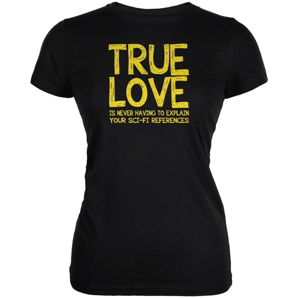 Valentines Day True Love Sci-Fi Black Juniors Soft T-Shirt Juniors T-Shirts Old Glory 2XL Black 