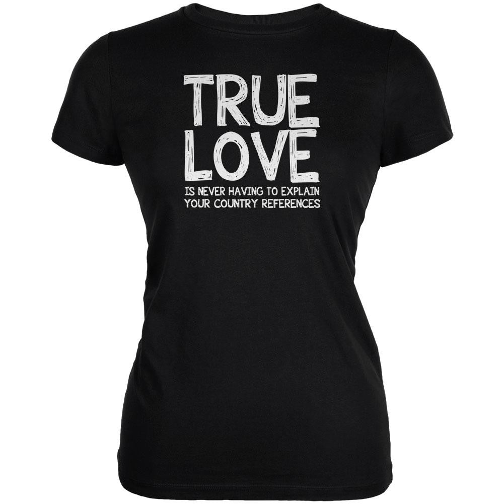 Valentines Day True Love Country Black Juniors Soft T-Shirt Juniors T-Shirts Old Glory 2XL Black 