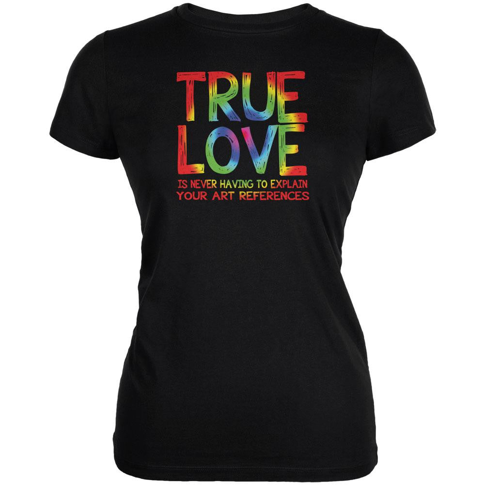 Valentines Day True Love Art Black Juniors Soft T-Shirt Juniors T-Shirts Old Glory 2XL Black 