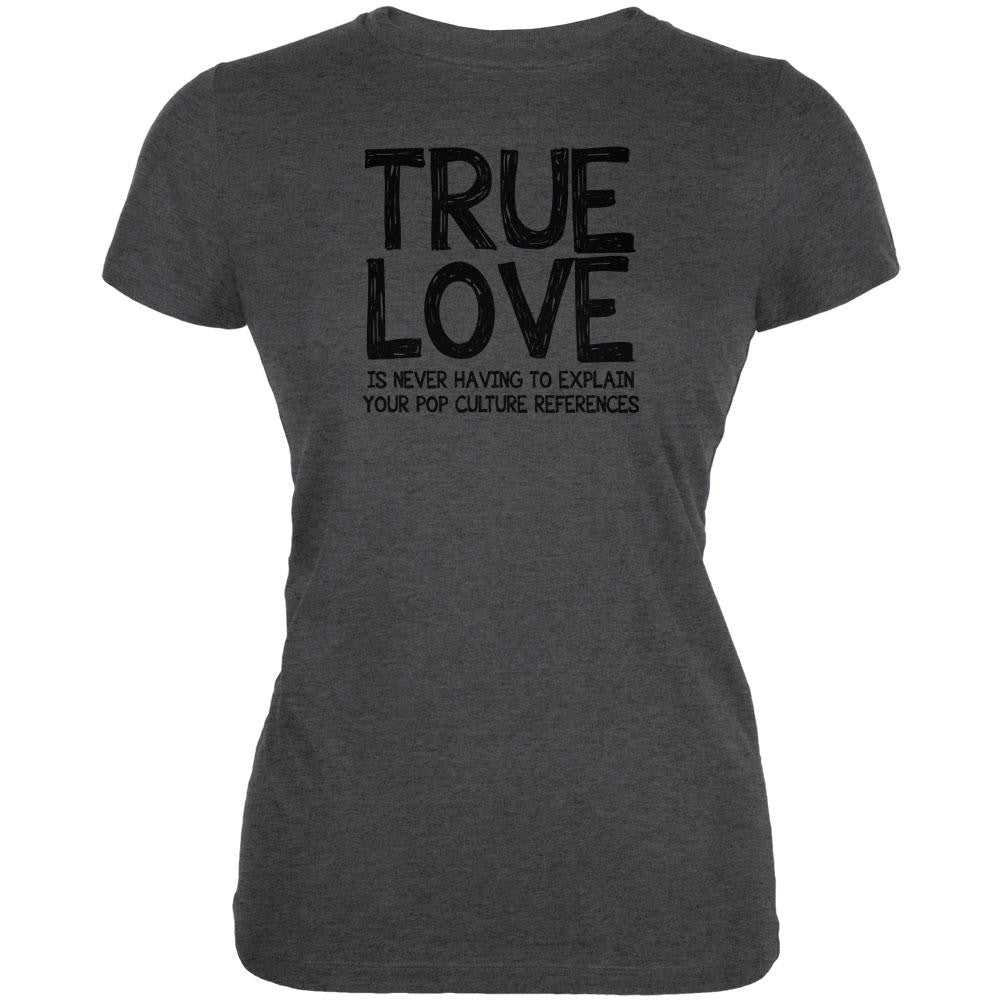 Valentines Day True Love Pop Culture Dark Heather Juniors Soft T-Shirt Juniors T-Shirts Old Glory 2XL Black 