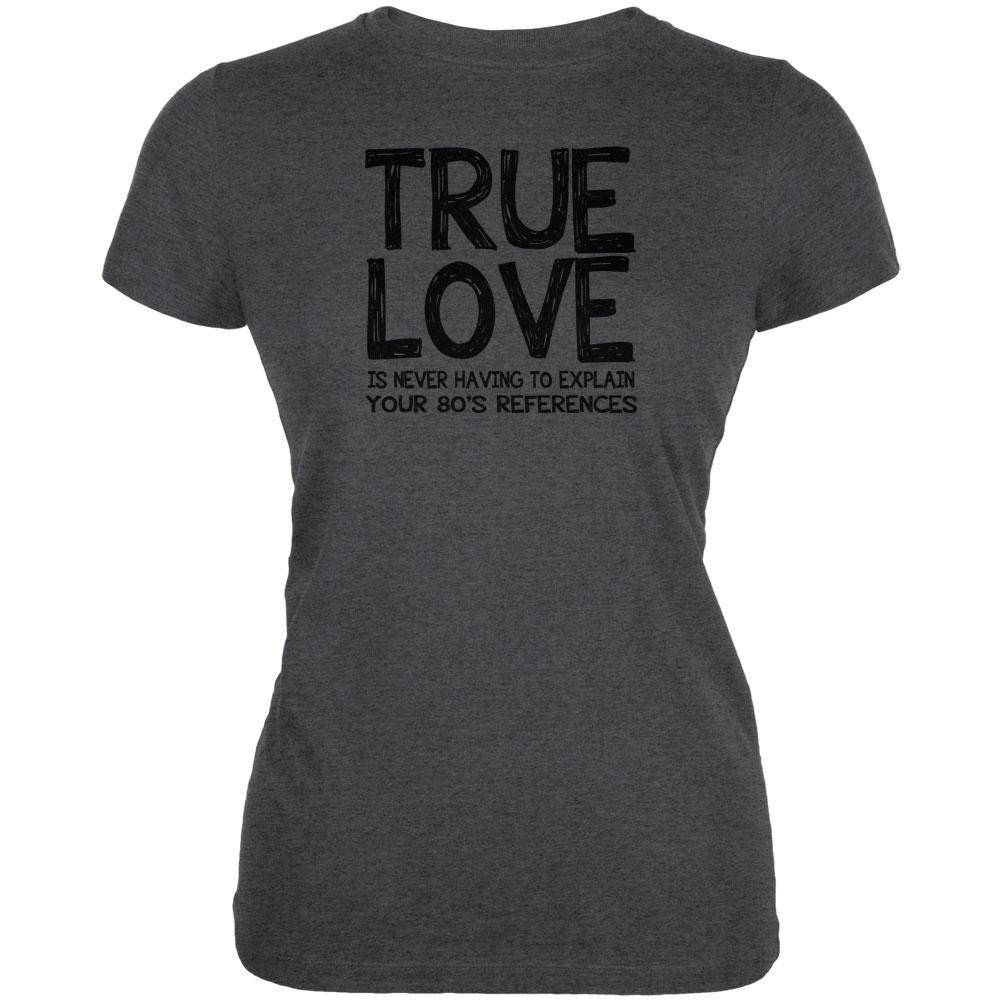 Valentines Day True Love 80s Dark Heather Juniors Soft T-Shirt Juniors T-Shirts Old Glory 2XL Grey 