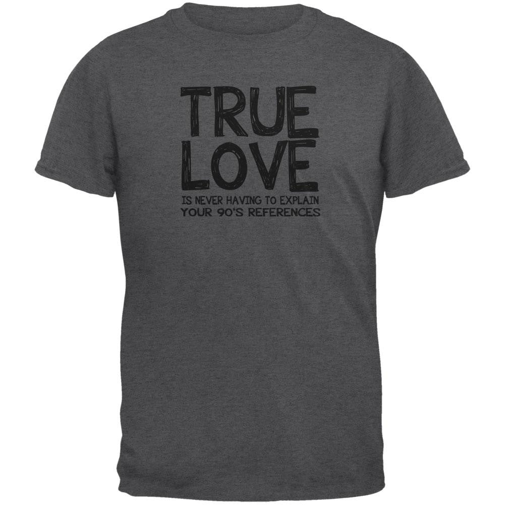 Valentines Day True Love 90s Dark Heather Adult T-Shirt Men's T-Shirts Old Glory 2XL Grey 