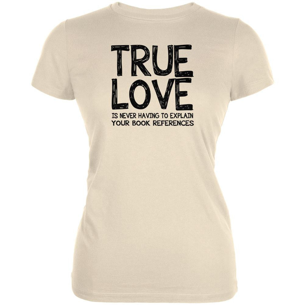 Valentines Day True Love Book Cream Juniors Soft T-Shirt Juniors T-Shirts Old Glory LG Off-White 