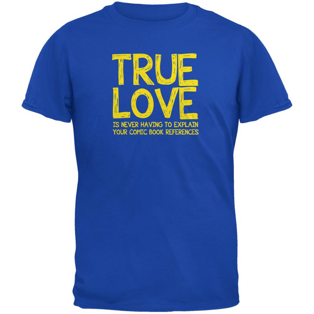 Valentines Day True Love Comic Book Royal Adult T-Shirt Men's T-Shirts Old Glory 2XL Blue 