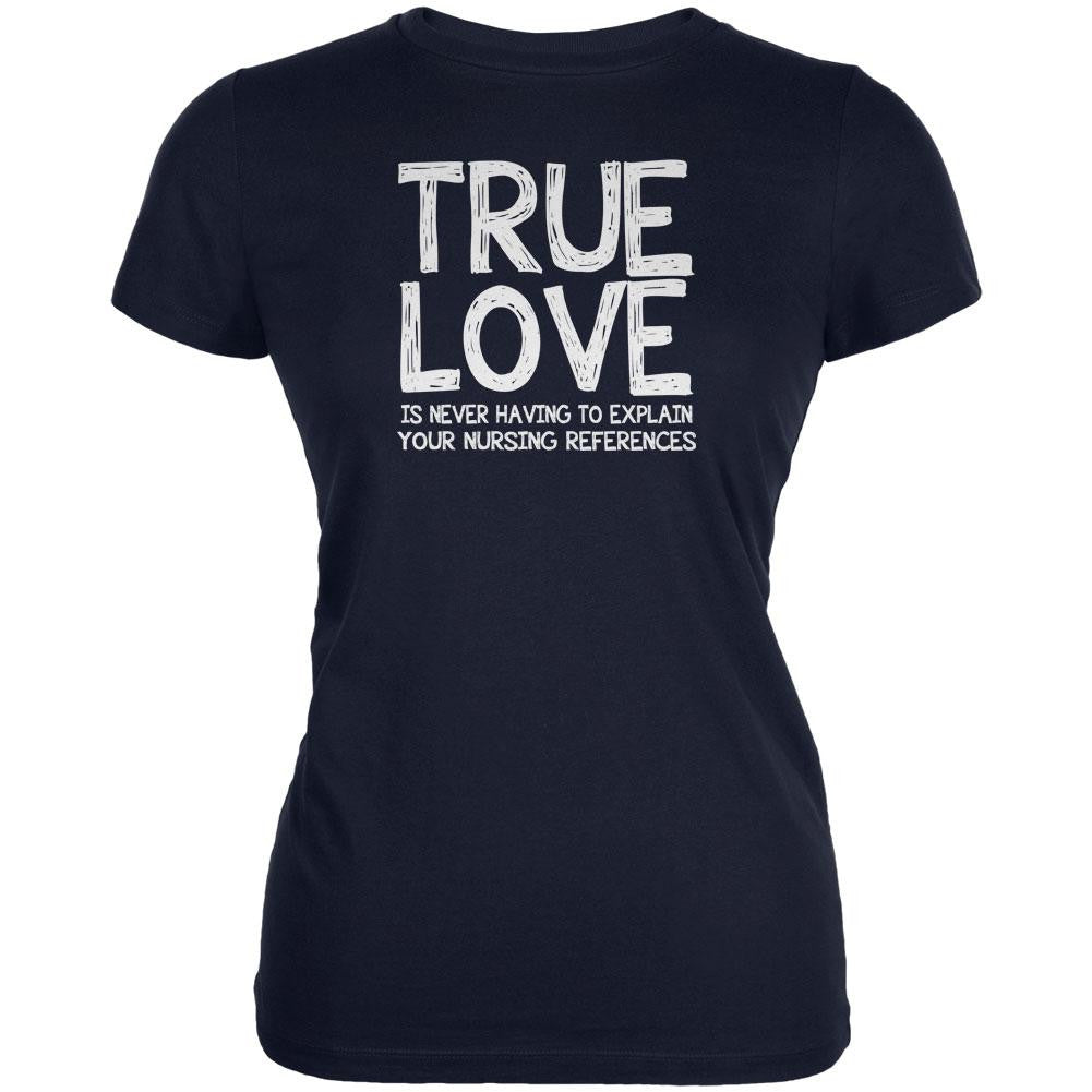 Valentines Day True Love Nursing Navy Juniors Soft T-Shirt Juniors T-Shirts Old Glory 2XL Blue 