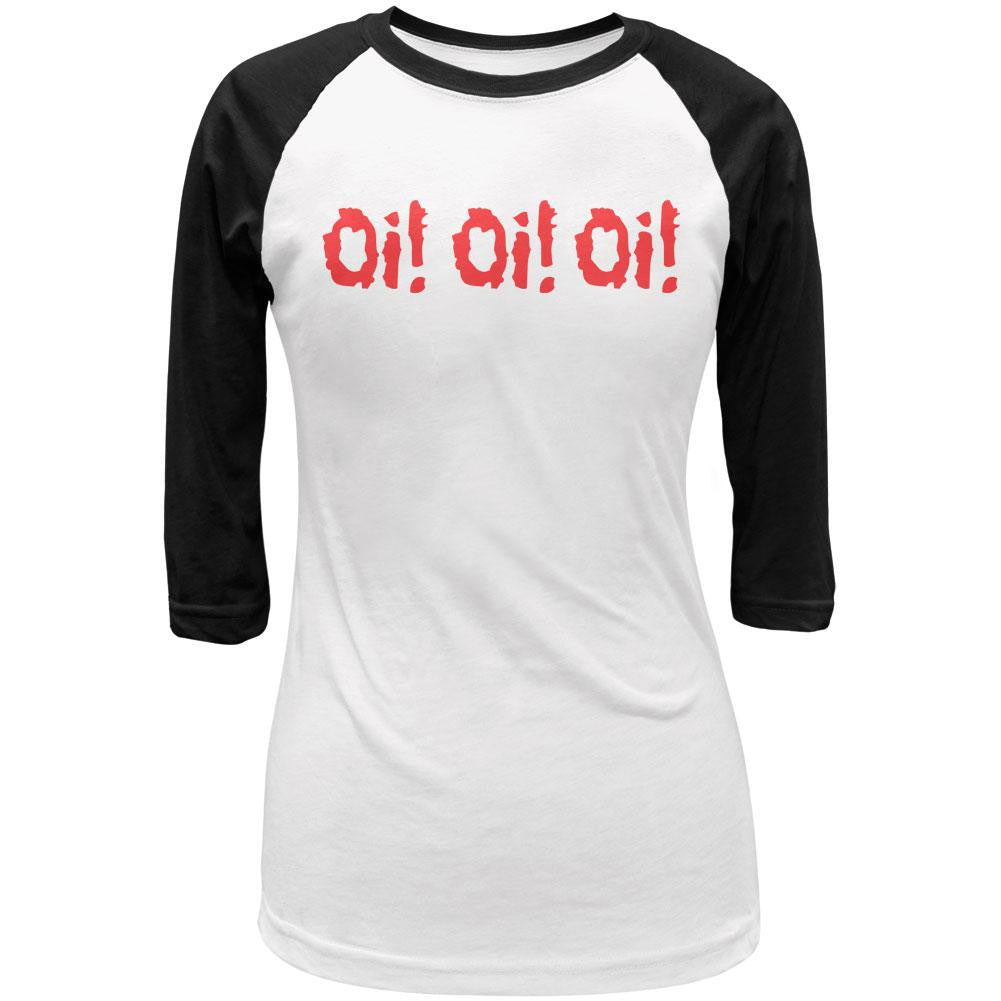 Oi! Oi! Oi! V3 White and Black Juniors Raglan T-Shirt Men's Raglans Old Glory SM  