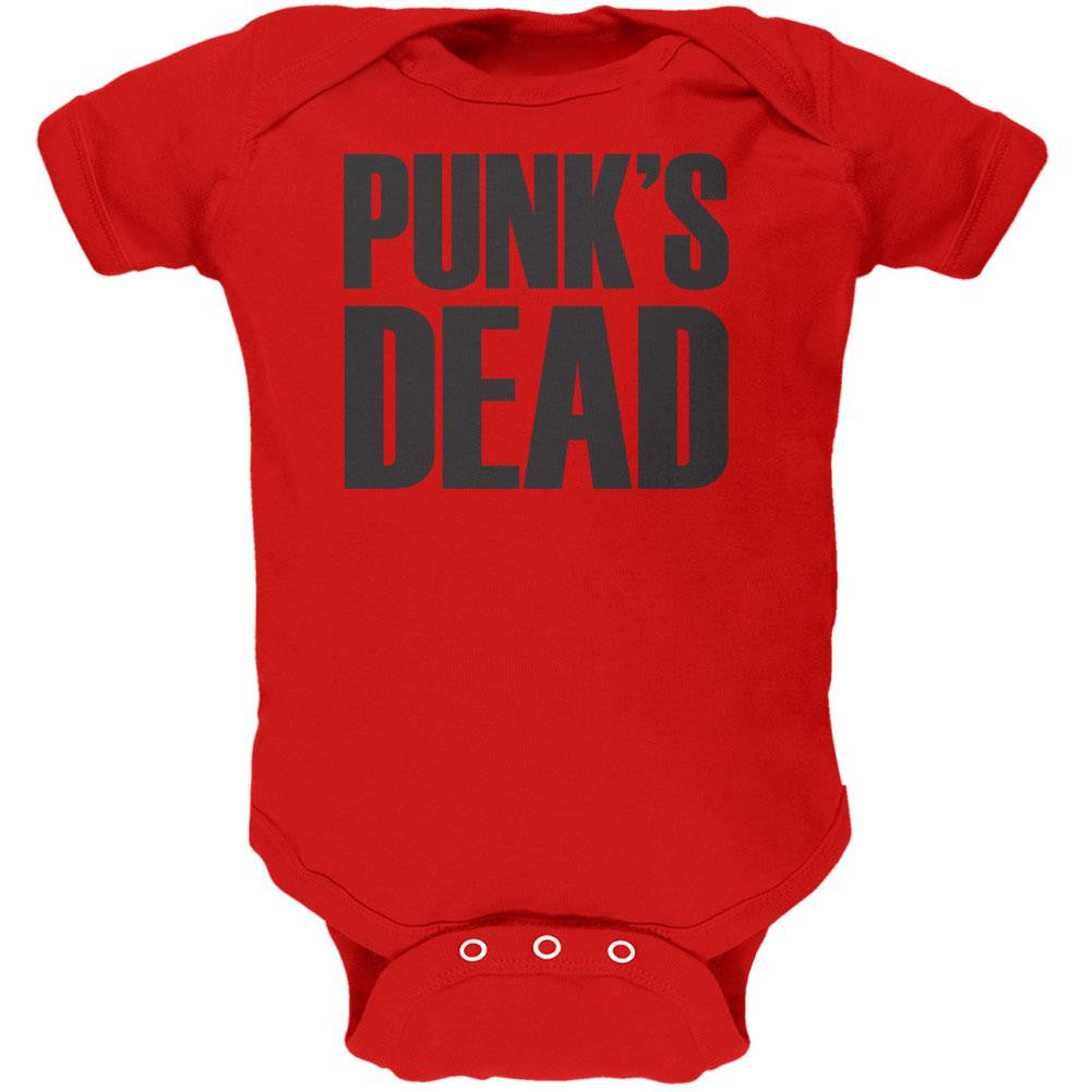 Punk's Dead V1 Red Soft Baby One Piece Baby One Piece Old Glory 0-3M Red 