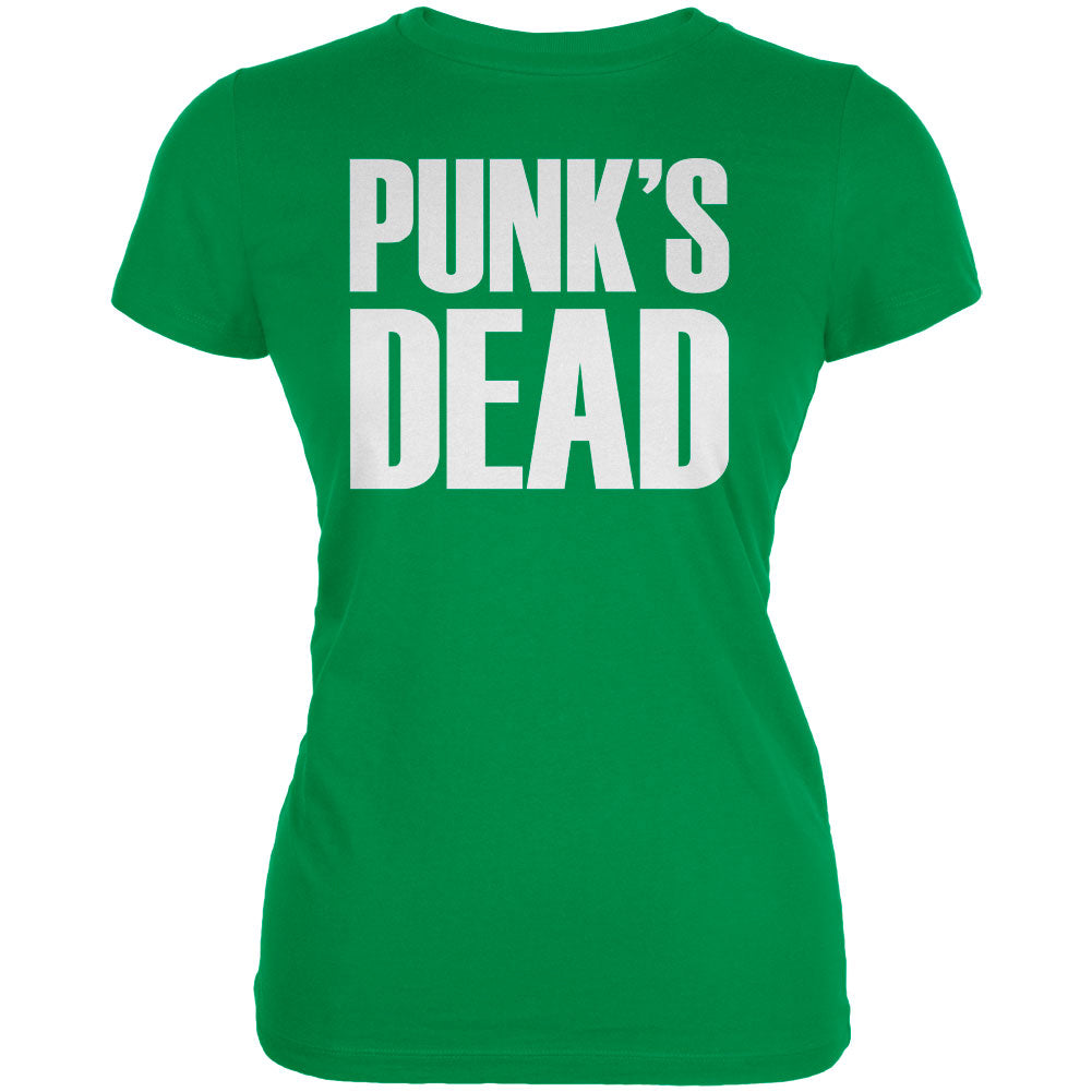 Punk's Dead V3 Irish Green Juniors Soft T-Shirt Juniors T-Shirts Old Glory LG Green 