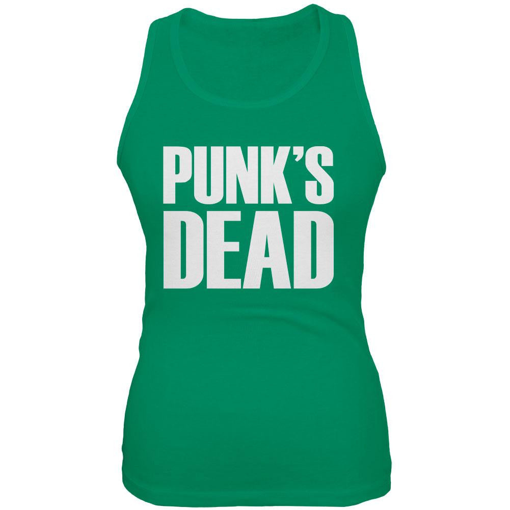 Punk's Dead V3 Kelly Green Juniors Soft Tank Top Juniors Tank Tops Old Glory 2XL Green 