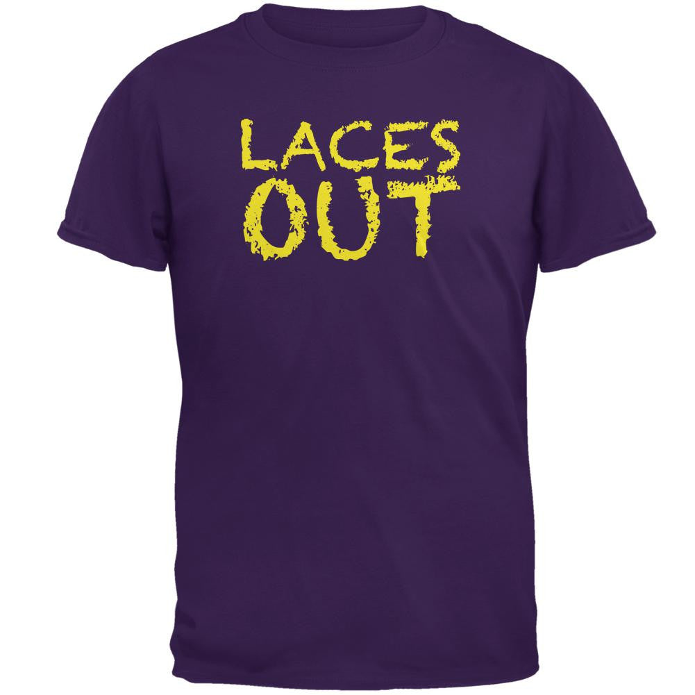 Football Kicker Laces Out Ace Purple Adult T-Shirt Men's T-Shirts Old Glory 2XL Purple 