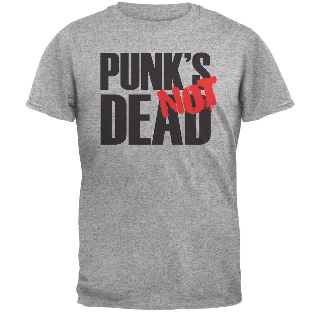 Punk's NOT Dead V1 Heather Grey Adult T-Shirt Men's T-Shirts Old Glory 2XL Grey 