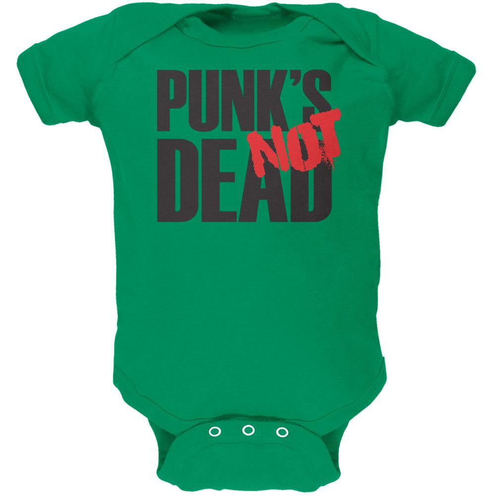 Punk's NOT Dead V1 Kelly Green Soft Baby One Piece Baby One Piece Old Glory 0-3M Green 