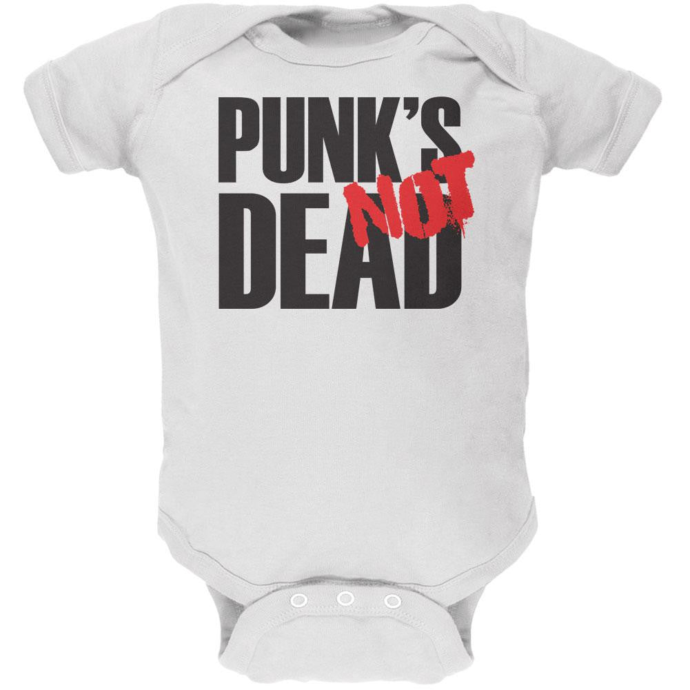 Punk's NOT Dead V1 White Soft Baby One Piece Baby One Piece Old Glory 0-3M White 