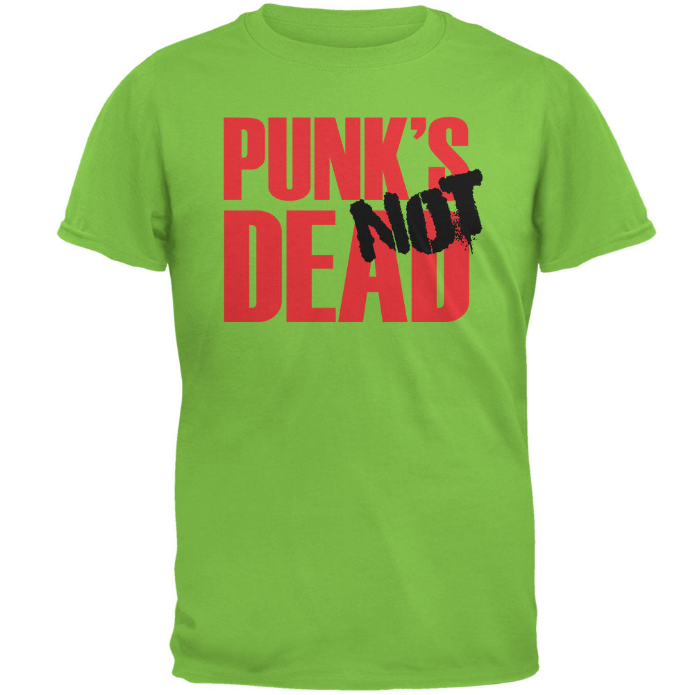 Punk's NOT Dead V2 Lime Green Adult T-Shirt Men's T-Shirts Old Glory 2XL Green 