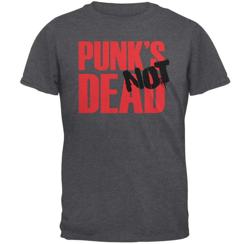 Punk's NOT Dead V2 Dark Heather Adult T-Shirt Men's T-Shirts Old Glory 2XL Grey 