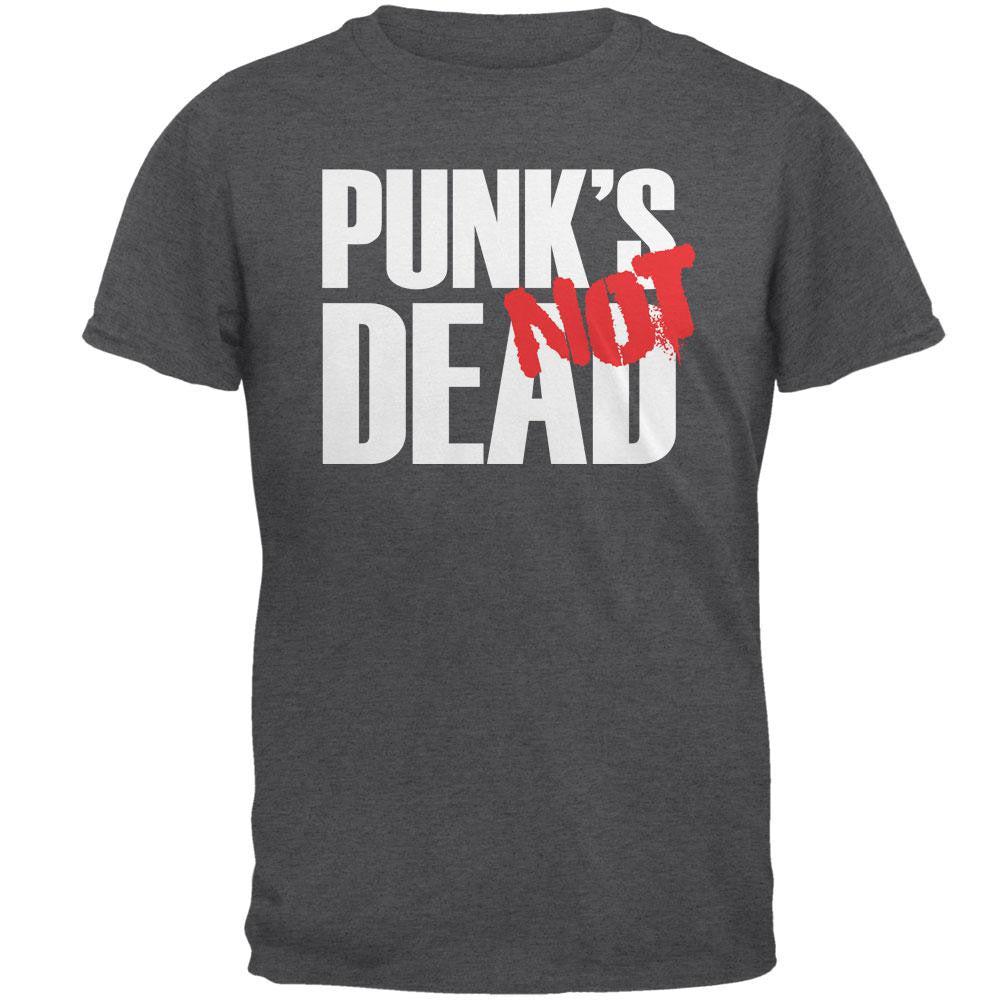 Punk's NOT Dead V3 Dark Heather Adult T-Shirt Men's T-Shirts Old Glory 2XL Grey 