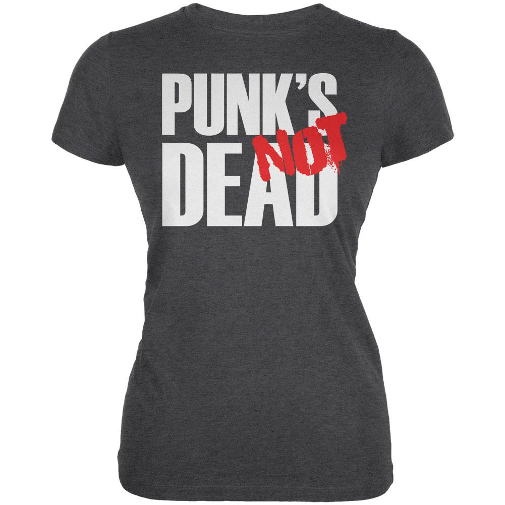 Punk's NOT Dead V3 Dark Heather Juniors Soft T-Shirt Juniors T-Shirts Old Glory 2XL Grey 