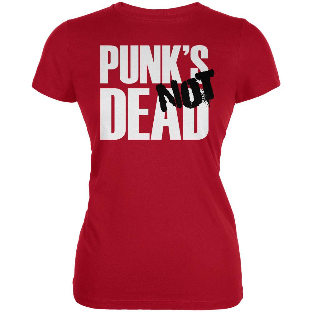 Punk's NOT Dead V4 Red Juniors Soft T-Shirt Juniors T-Shirts Old Glory 2XL Red 