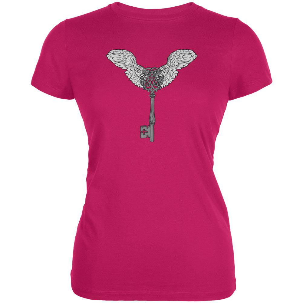 Winged Key Bright Berry Juniors Soft T-Shirt Juniors T-Shirts Old Glory LG Pink 