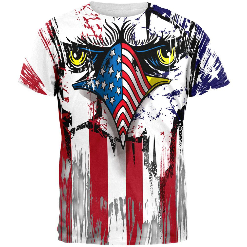 Patriot Eagle All Over Adult T-Shirt Men's T-Shirts Old Glory 2XL Multi 