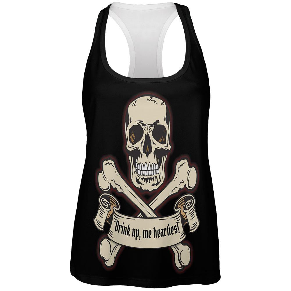 Drink Up Me Hearties All Over Womens Racerback Tank Top Women's Tank Tops Old Glory SM Multi 