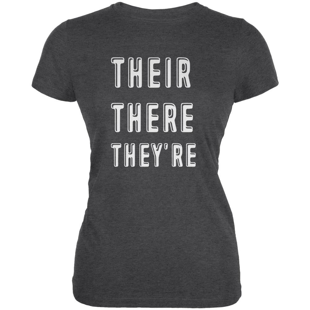 Their There They're Dark Heather Juniors Soft T-Shirt Juniors T-Shirts Old Glory 2XL Grey 