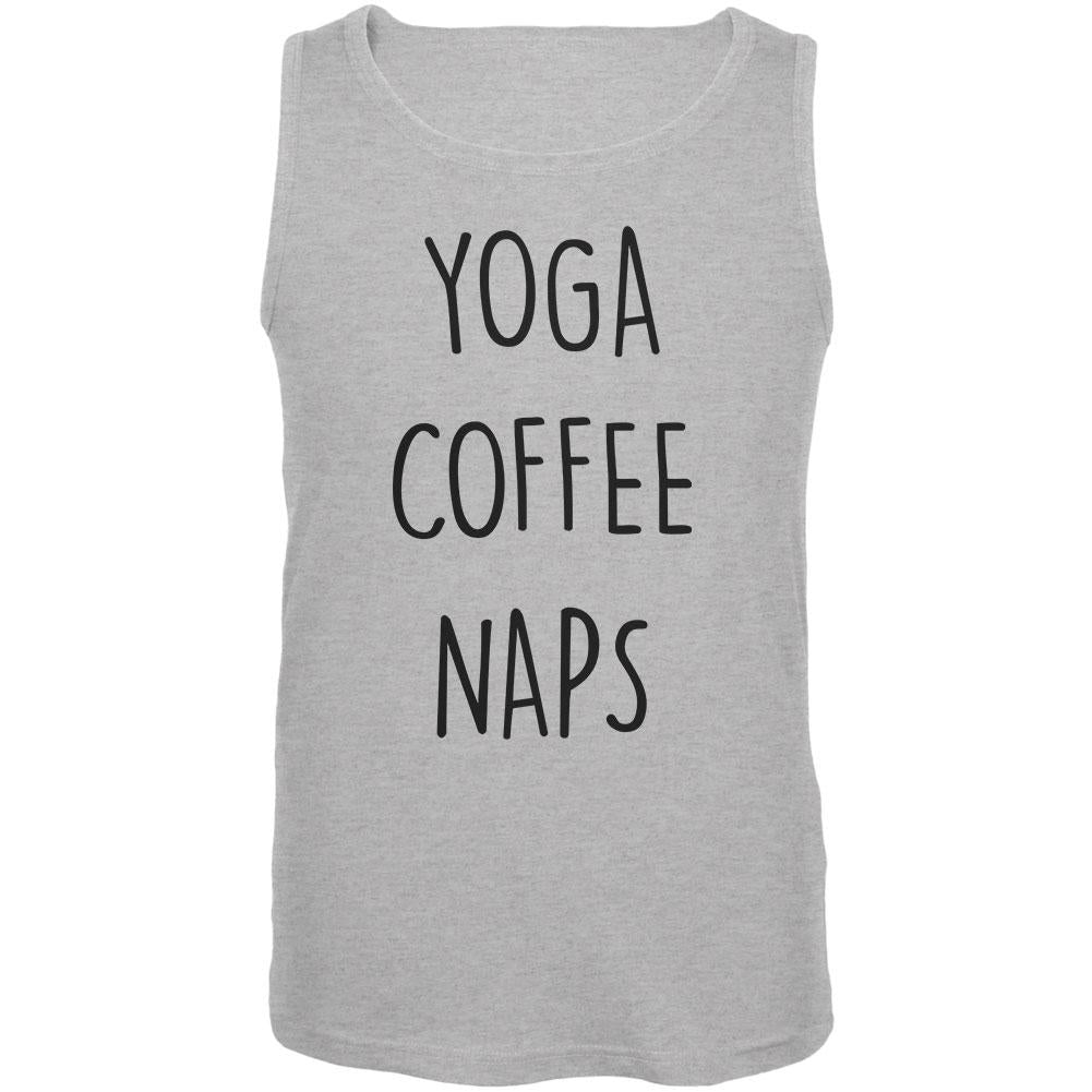 Yoga Coffee Naps Heather Grey Adult Tank Top Men's Tank Tops Old Glory 2XL Grey 