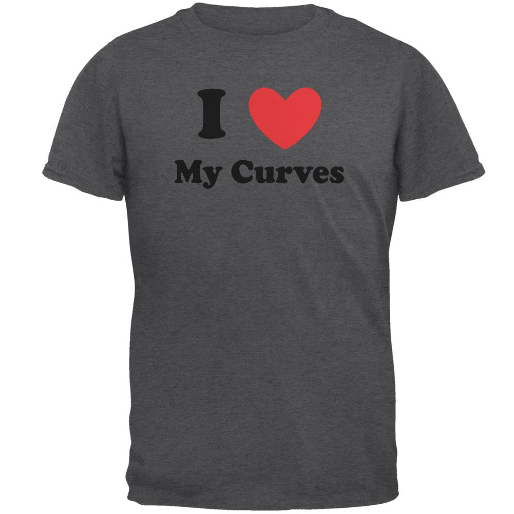 I Heart Love My Curves Dark Heather Adult T-Shirt Men's T-Shirts Old Glory 2XL Grey 