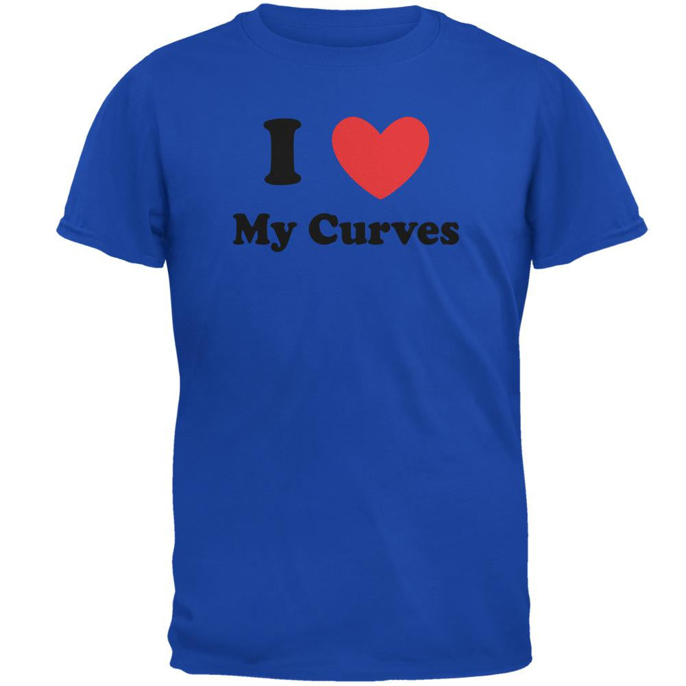 I Heart Love My Curves Royal Adult T-Shirt Men's T-Shirts Old Glory 2XL Blue 