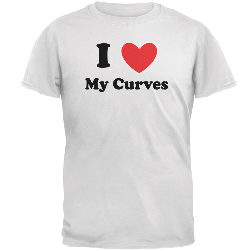 I Heart Love My Curves White Adult T-Shirt Men's T-Shirts Old Glory 2XL White 