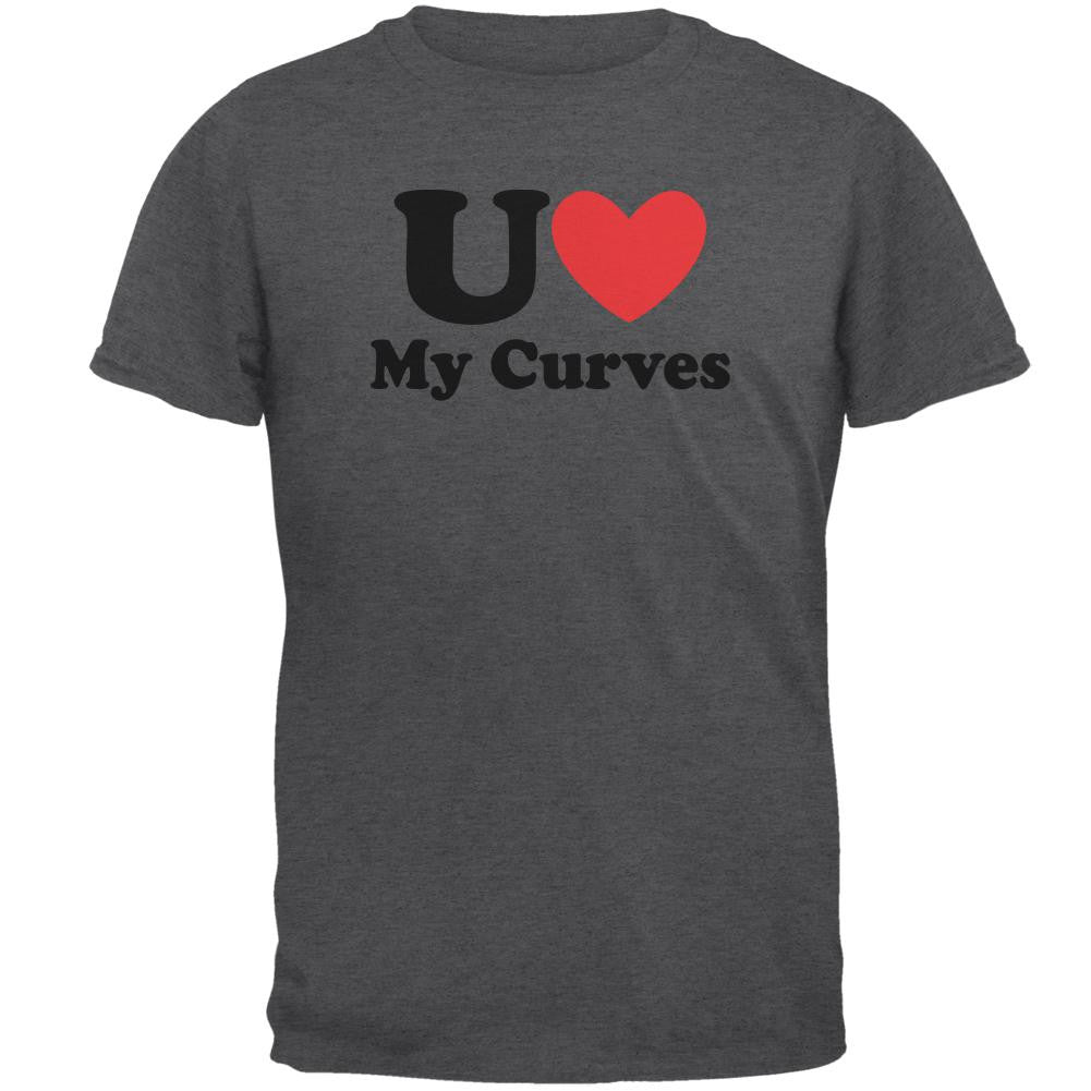 You Heart Love My Curves Dark Heather Adult T-Shirt Men's T-Shirts Old Glory 2XL Grey 