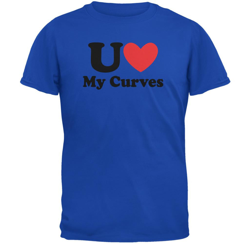 You Heart Love My Curves Royal Adult T-Shirt Men's T-Shirts Old Glory 2XL Blue 