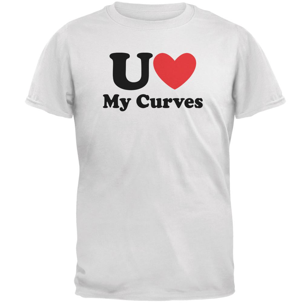 You Heart Love My Curves White Adult T-Shirt Men's T-Shirts Old Glory 2XL White 