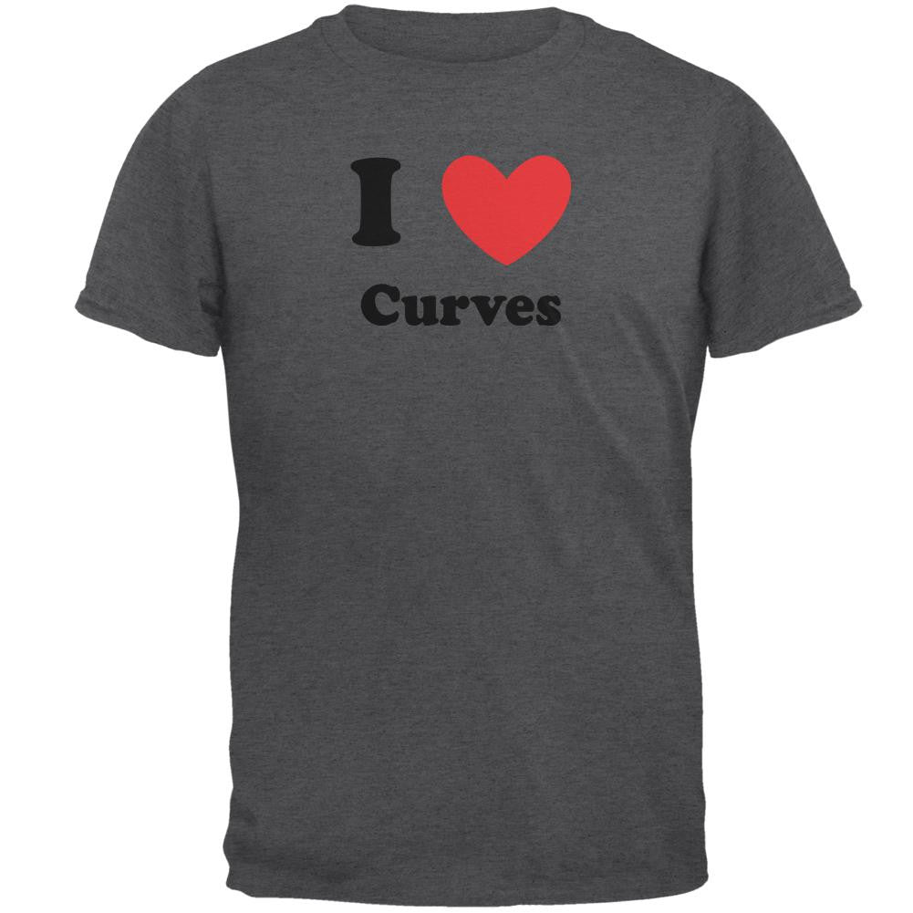 I Heart Love Curves Dark Heather Adult T-Shirt Men's T-Shirts Old Glory 2XL Grey 