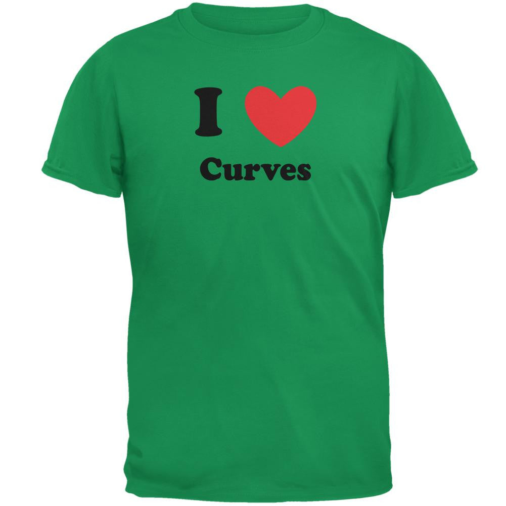 I Heart Love Curves Irish Green Adult T-Shirt Men's T-Shirts Old Glory 2XL Green 