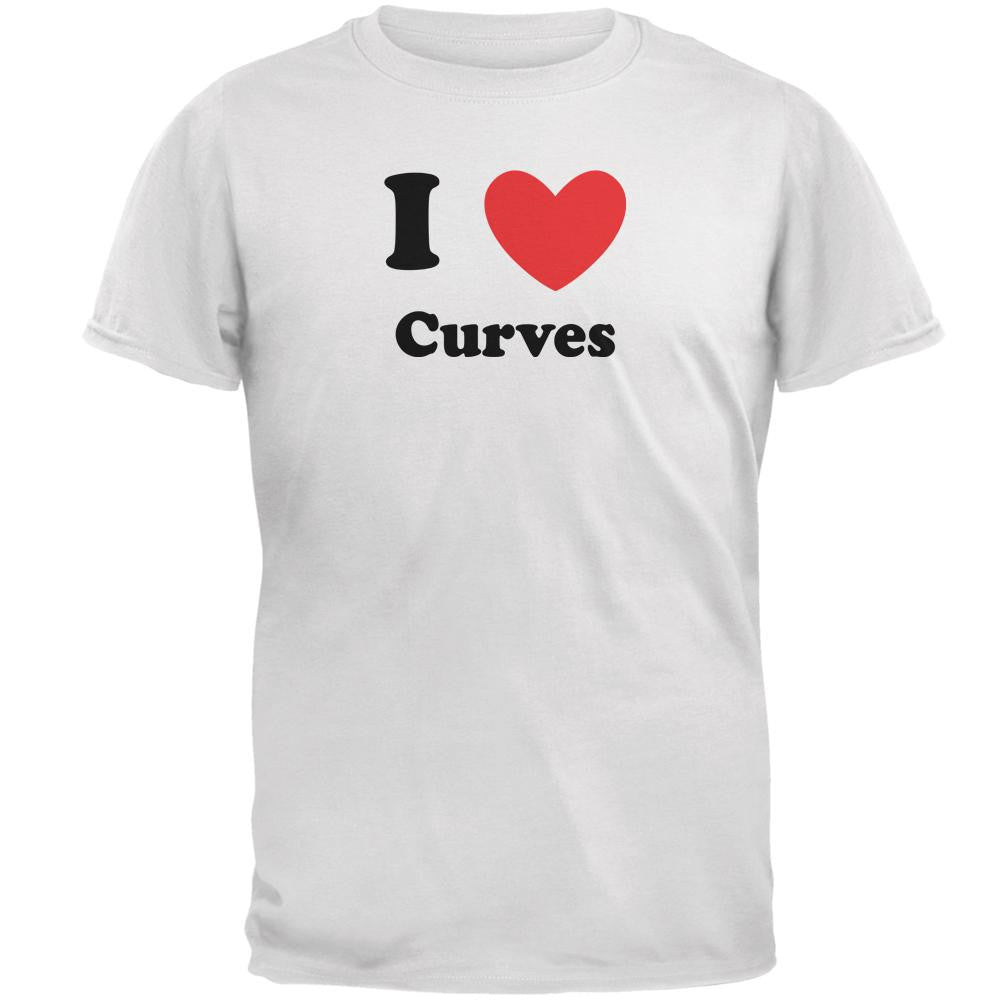 I Heart Love Curves White Adult T-Shirt Men's T-Shirts Old Glory 2XL White 