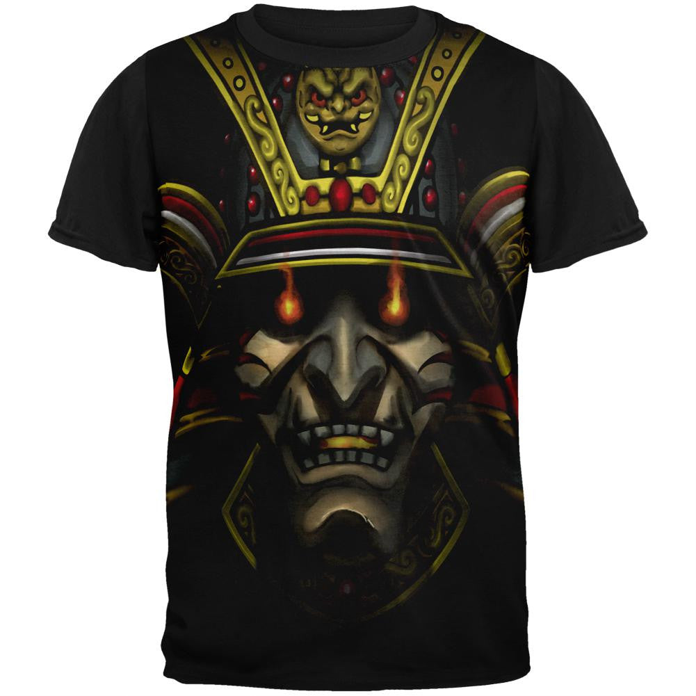 Samurai Face Mask Adult Black Back T-Shirt Men's T-Shirts Old Glory SM Multi 