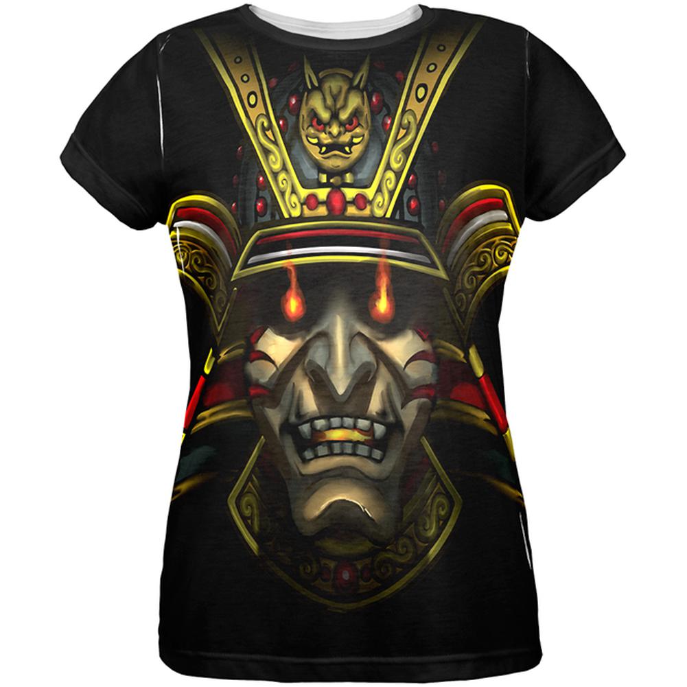 Samurai Face Mask All Over Womens T-Shirt Women's T-Shirts Old Glory 2XL Multi 