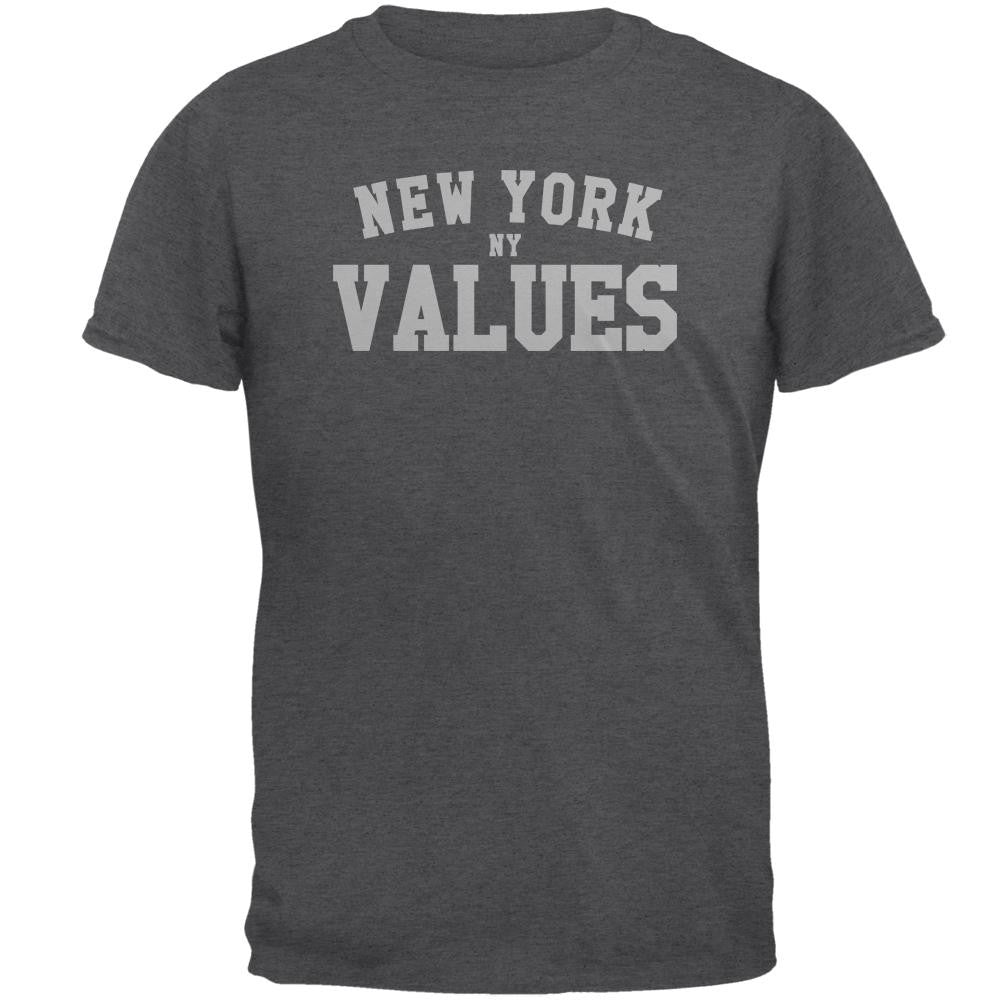 New York NY Values Dark Heather Adult T-Shirt Men's T-Shirts Old Glory 2XL Grey 