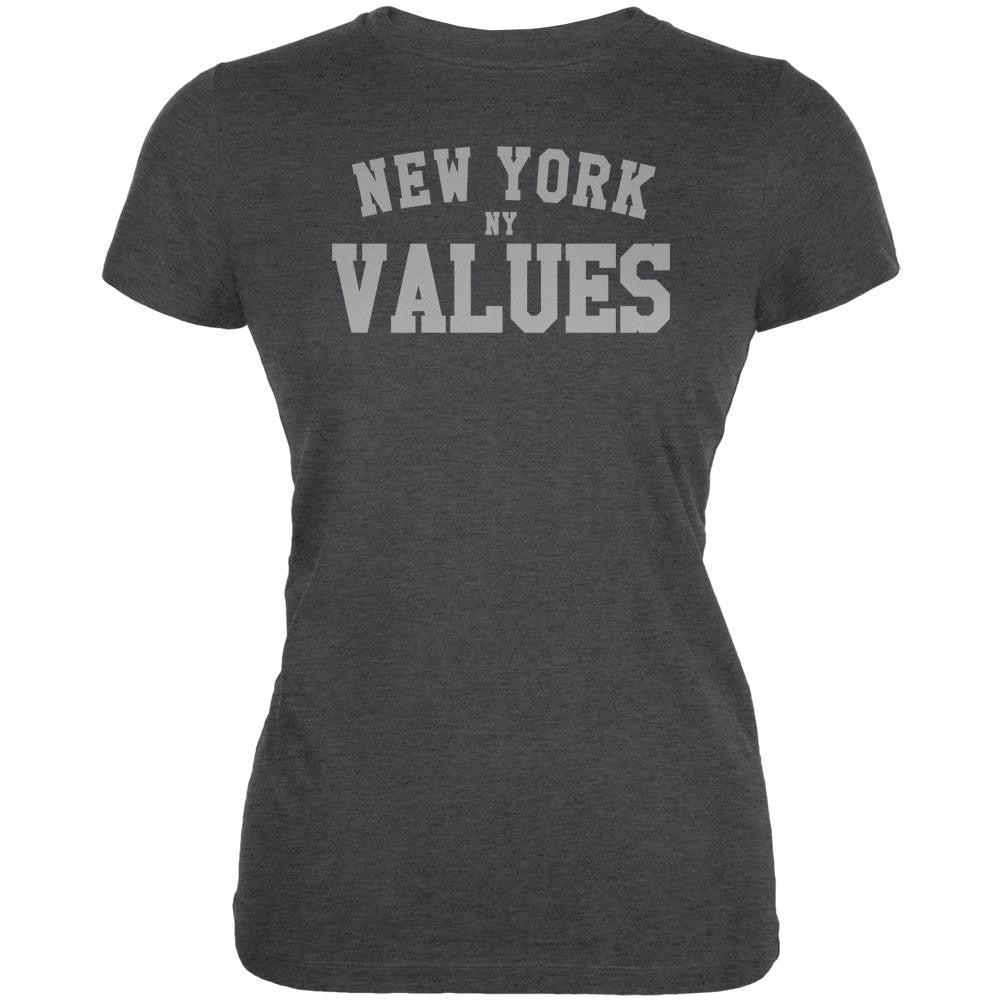 New York NY Values Dark Heather Juniors Soft T-Shirt Juniors T-Shirts Old Glory 2XL Grey 
