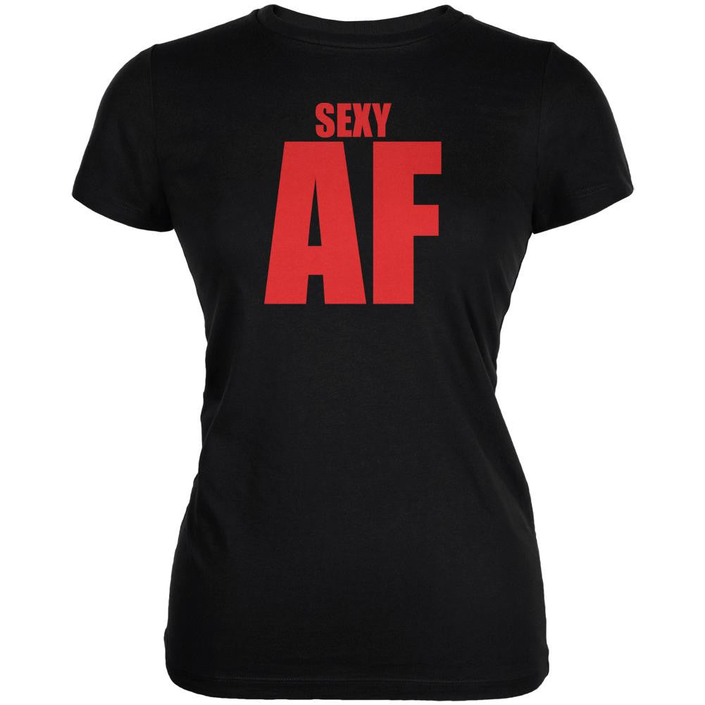 Valentines Sexy AF Black Juniors Soft T-Shirt Juniors T-Shirts Old Glory 2XL Black 